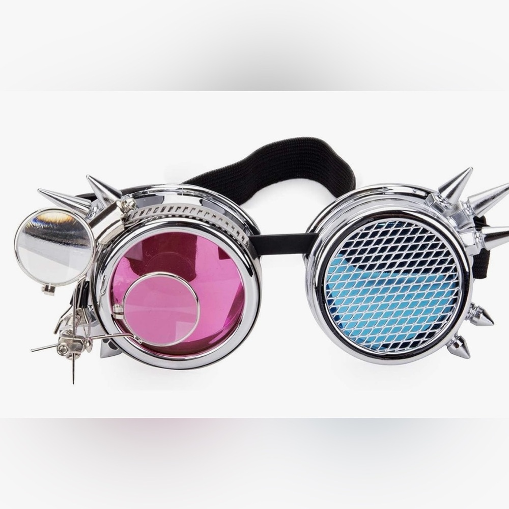 Silver pink steampunk desert sand goggles festival sunglasses rave snow bunny